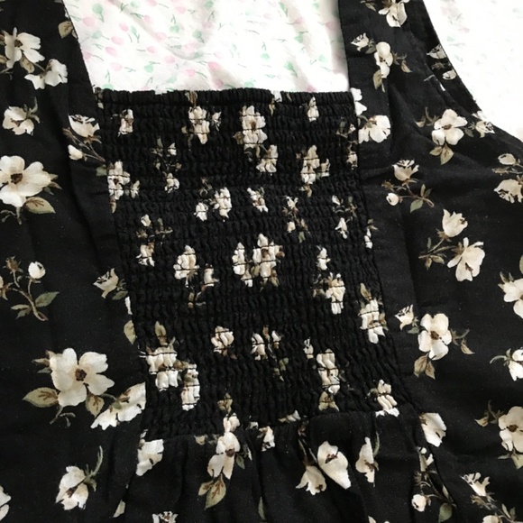 NWT Old Navy Square Neck Linen Blend Mini Dress Black White Floral M Petite - Picture 11 of 14